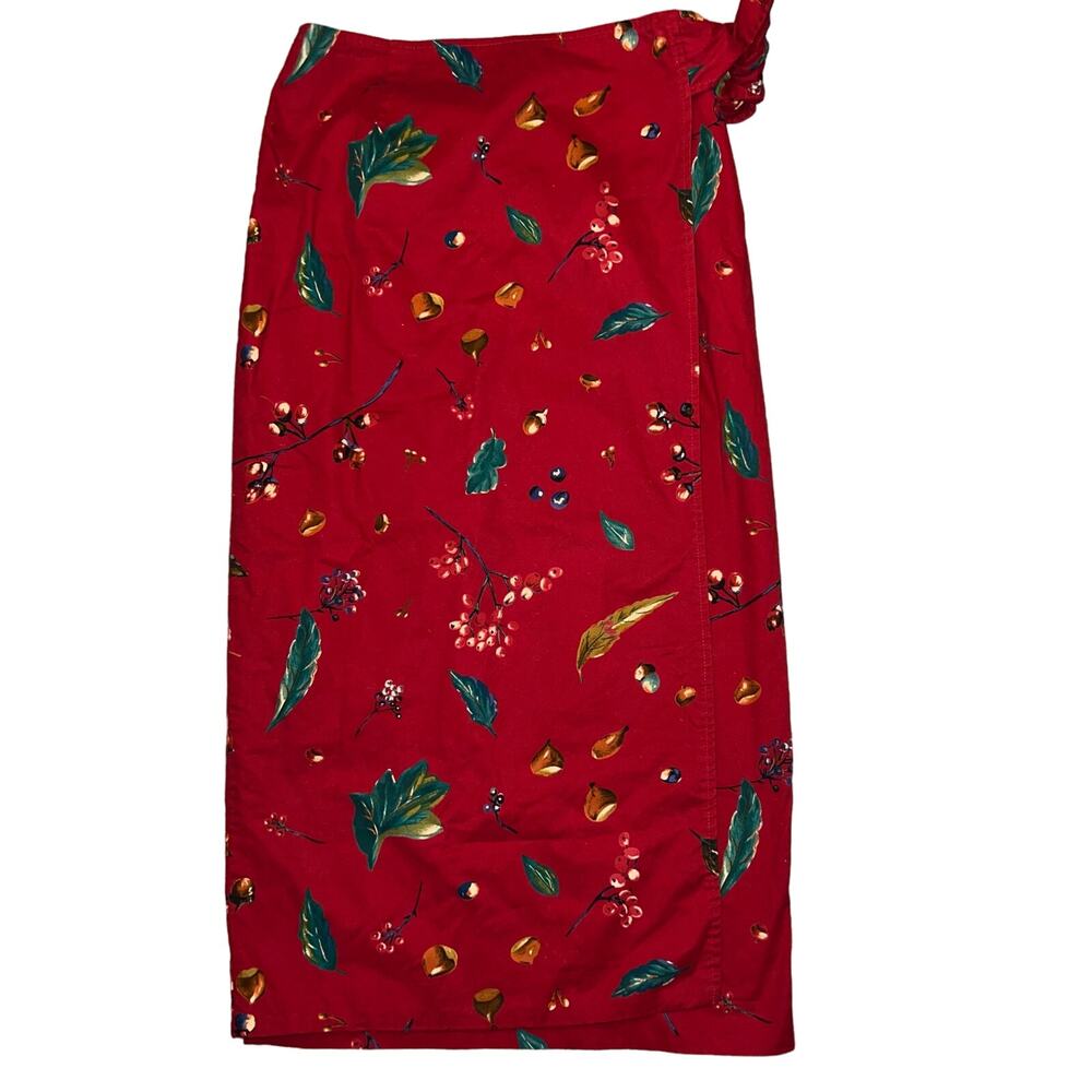 Coldwater Creek Fall berries and nuts Long autumn wrap cotton skirt women small